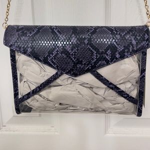 Purple Snake Print Cross Body Purse with Gold Chain